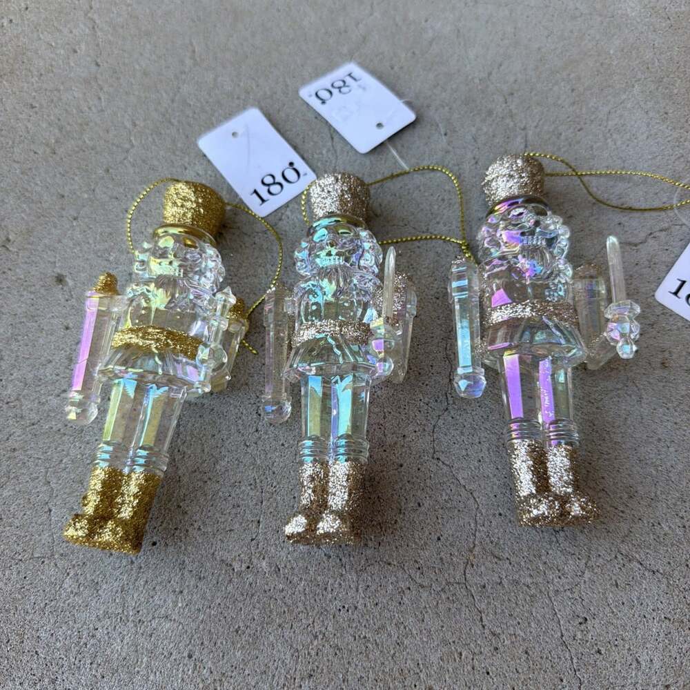 Set of Three Iridescent & Glitter Nutcracker Ornaments From 180 Degrees 5” NEW